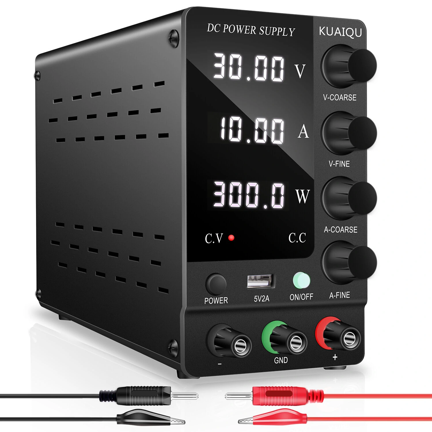 KUAIQU SPS-C Series Adjustable Voltage Power Supply Precision Control from 0-120V Voltage and 0-10A Current Superior Load Stability Detailed Digital Display Compact Design Ideal for Electronics Testing and Servicing — KUAIQU