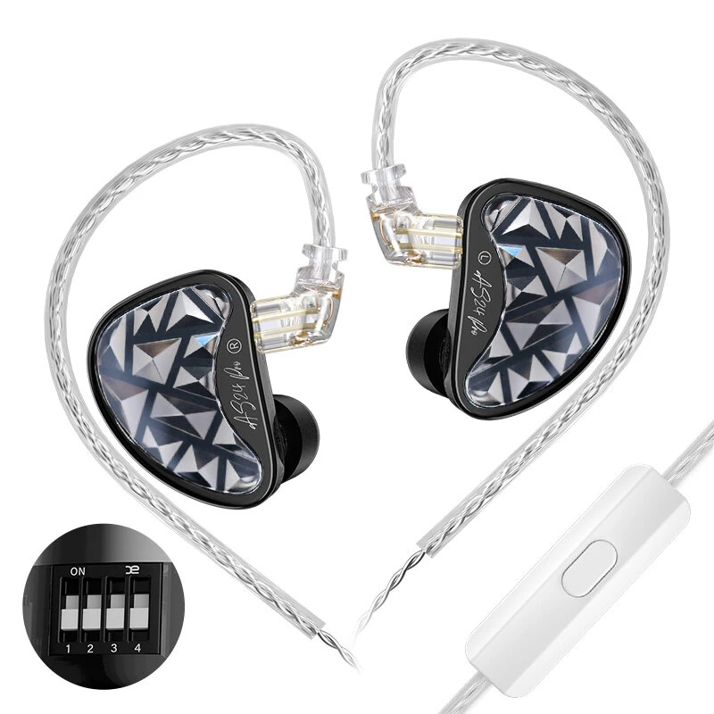 KZ AS24 Pro HiFi Earphone In-ear Monitor Earbuds 24 Balanced Armature Drivers 4-level Tuning Switch DLP 3D Printing Technology 3.5mm Jack Earbuds Headset