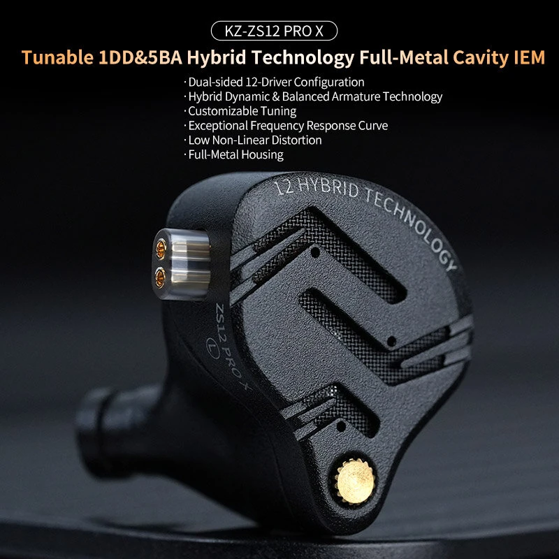 KZ-ZS12 PRO X 5BA+1DD Tuning Earbuds 12 Drivers HiFi Bass In-Ear Monitor Earphone 3.5mm Wired Earbuds with Detachable Cable — view 4
