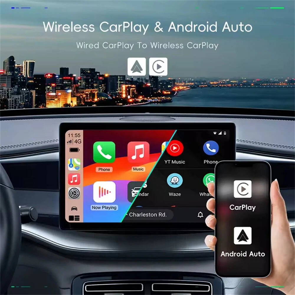 LAESD Q1AS 4-in-1 Wireless CarPlay/Android Auto/Mirror Link/AirPIay Adapter USB Plug and Play Screen Mirroring Smart Box — view 4