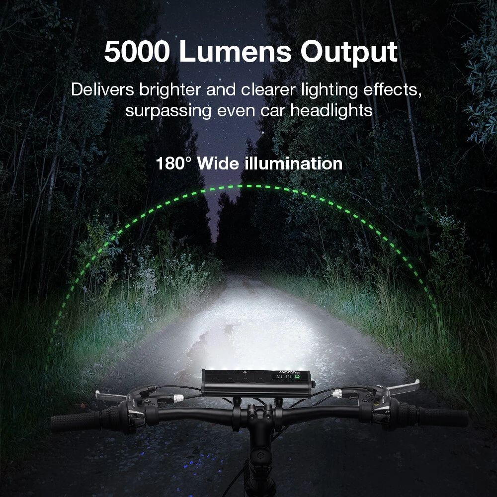 LAOTIE B08 8 LEDs Bicycle Headlight 5000 lm Brightness 500m Distance IP65 Waterproof Type-C Rechargeable Battery Digital Display Protable Flashlight for MTB Road Cycling — view 4