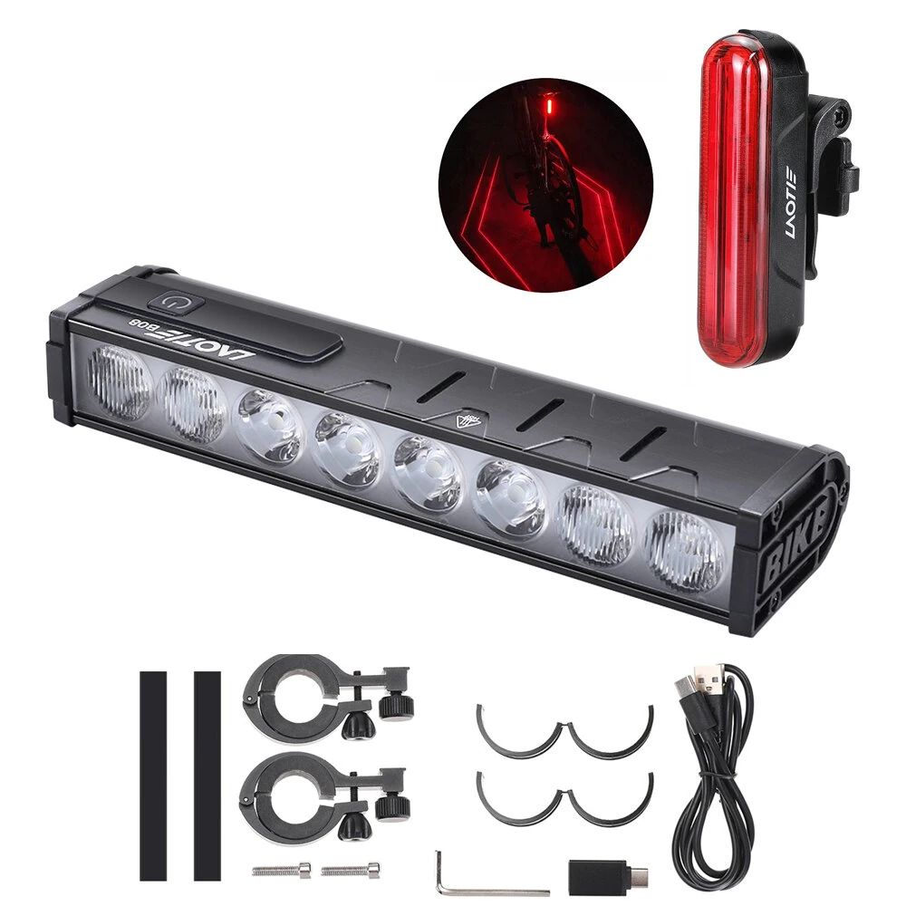 LAOTIE B08 8 LEDs Bicycle Headlight 5000 lm Brightness 500m Distance IP65 Waterproof Type-C Rechargeable Battery Digital Display Protable Flashlight for MTB Road Cycling — view 9