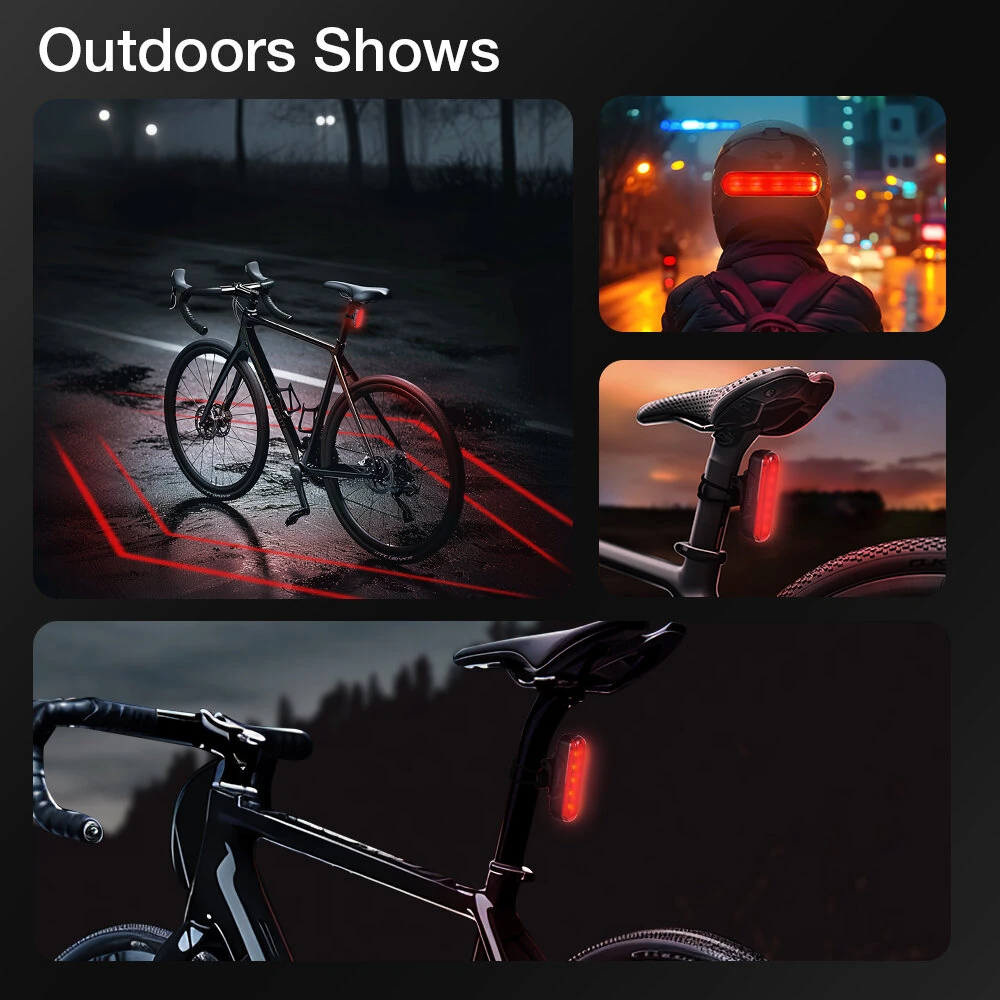 LAOTIE LS80 Smart Brake Sensor Bike Taillight 500mAh Battery 6 Light Modes Type-C Rechargeable IPX5 Waterproof Wear-resistant Bicycle Rear Light for Night Cycling — view 8