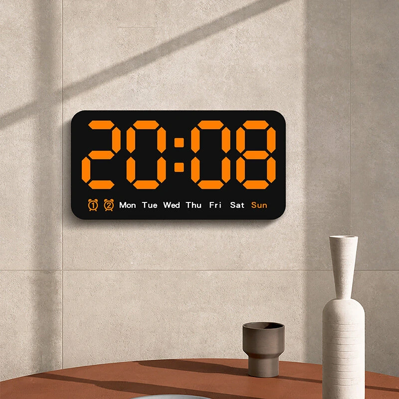 Large Display Led Digital Wall Clock Brightness Adjustable Voice Control Display Temperature Desktop Alarm Clock — view 3