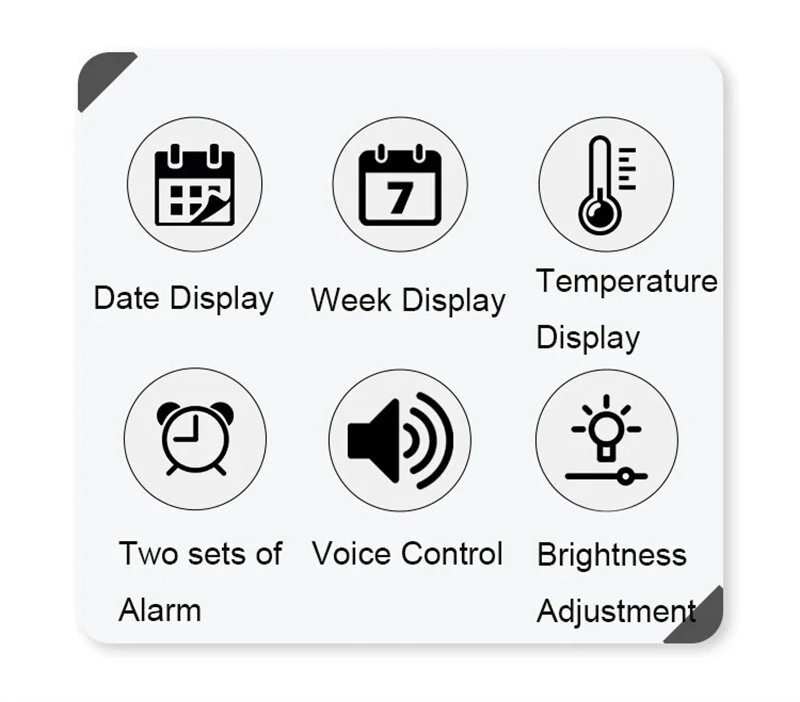 Large Display Led Digital Wall Clock Brightness Adjustable Voice Control Display Temperature Desktop Alarm Clock — view 8