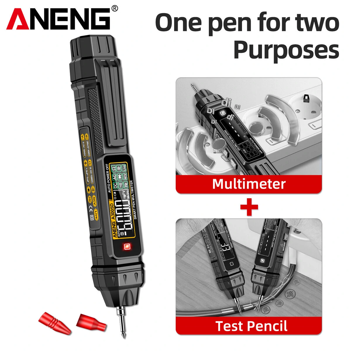 Latest Model ANENG A3005D 2In1 Multimeter Test Pen with VA Color Display Auto Shutdown Non-Contact Line Wiring Detection NCV Induction Technology High Portability for Electricians and DIY Enthusiasts — view 3