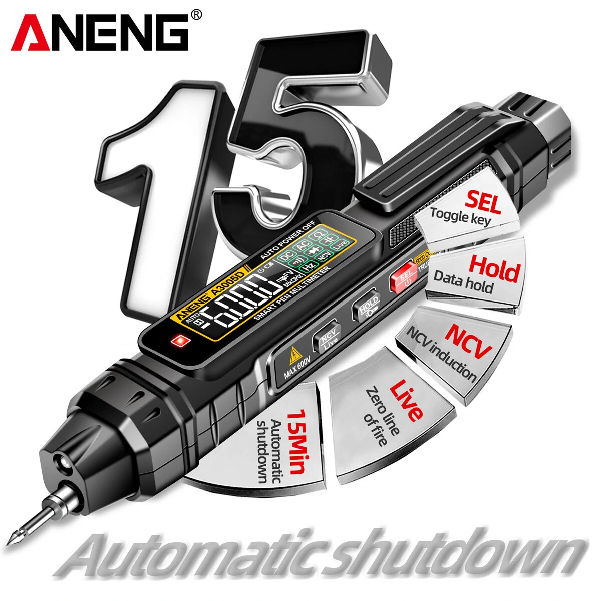 Latest Model ANENG A3005D 2In1 Multimeter Test Pen with VA Color Display Auto Shutdown Non-Contact Line Wiring Detection NCV Induction Technology High Portability for Electricians and DIY Enthusiasts — view 8