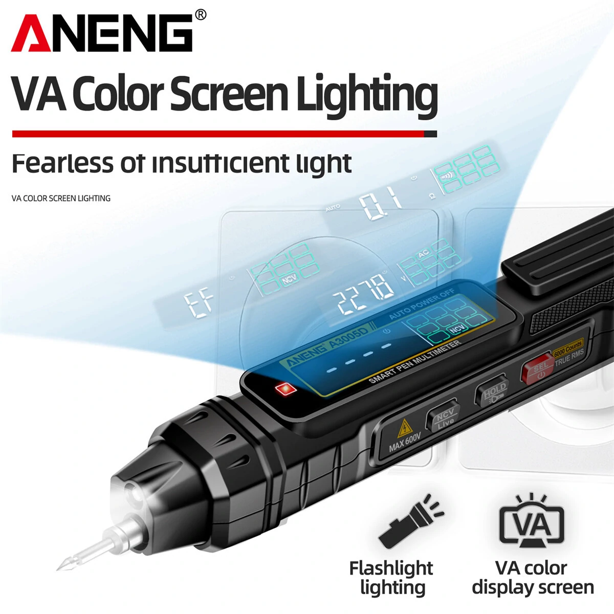 Latest Model ANENG A3005D 2In1 Multimeter Test Pen with VA Color Display Auto Shutdown Non-Contact Line Wiring Detection NCV Induction Technology High Portability for Electricians and DIY Enthusiasts — view 9