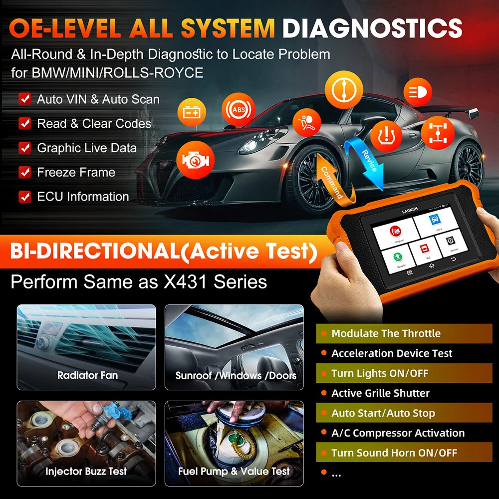 LAUNCH 431X Creader Elite 2.0 Bidirectional OBD2 Scanner All System Car Diagnostic Tool ECU Coding 31 Reset Lifetime Free Update — view 4
