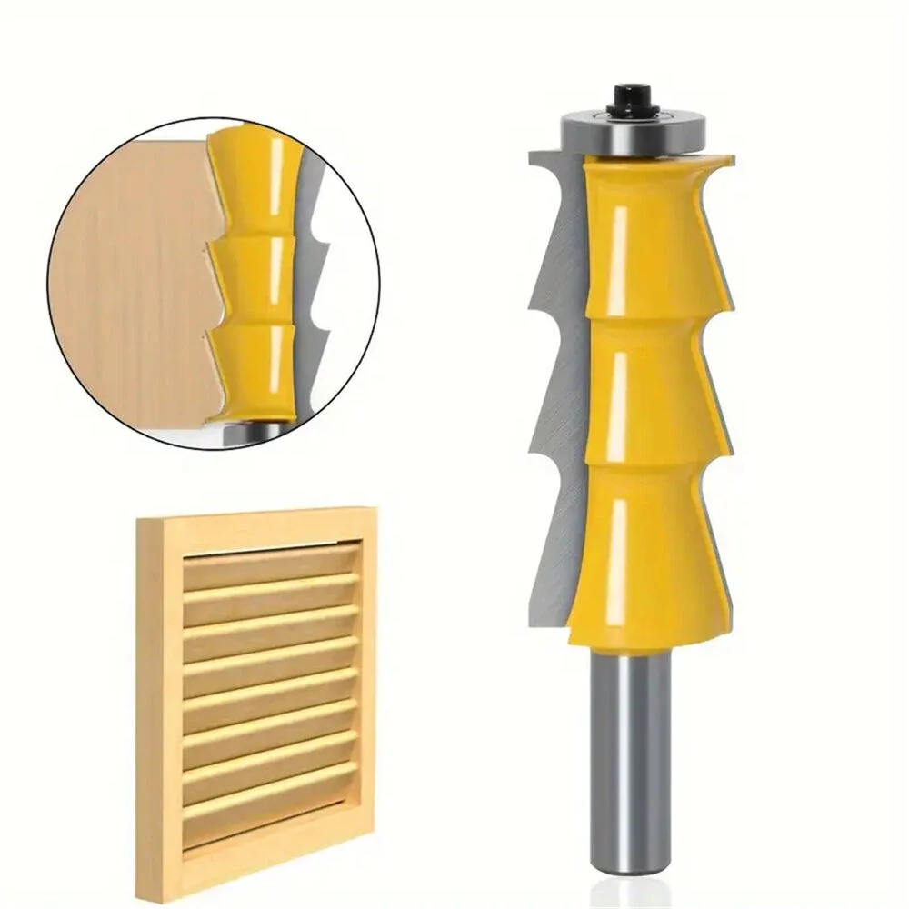 LAVIE 12mm 1/2" Shank Louver Shutter Style Router Bit Woodworking CNC Carbide Milling Cutter with Bearing Ideal for Decorative Line Carving on Wood