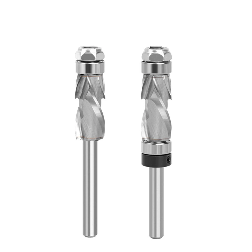 LAVIE 1/4" Shank Woodworking Solid Carbide CNC Router Bit  Spiral Compression Top Bearing Flush Router Bit Ideal for Carving Trimming Milling — view 5