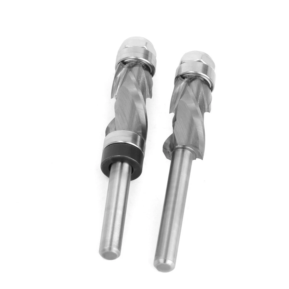 LAVIE 1/4" Shank Woodworking Solid Carbide CNC Router Bit  Spiral Compression Top Bearing Flush Router Bit Ideal for Carving Trimming Milling — view 6