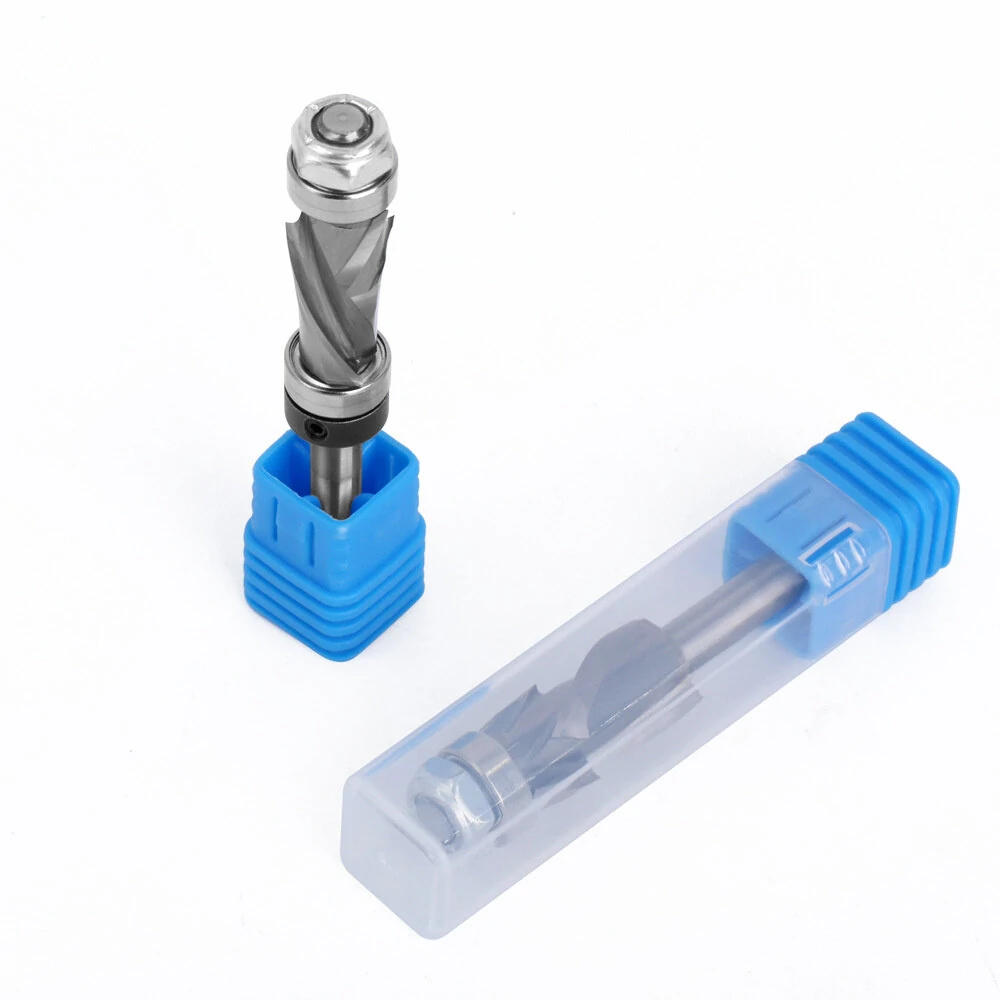 LAVIE 1/4" Shank Woodworking Solid Carbide CNC Router Bit  Spiral Compression Top Bearing Flush Router Bit Ideal for Carving Trimming Milling — view 9