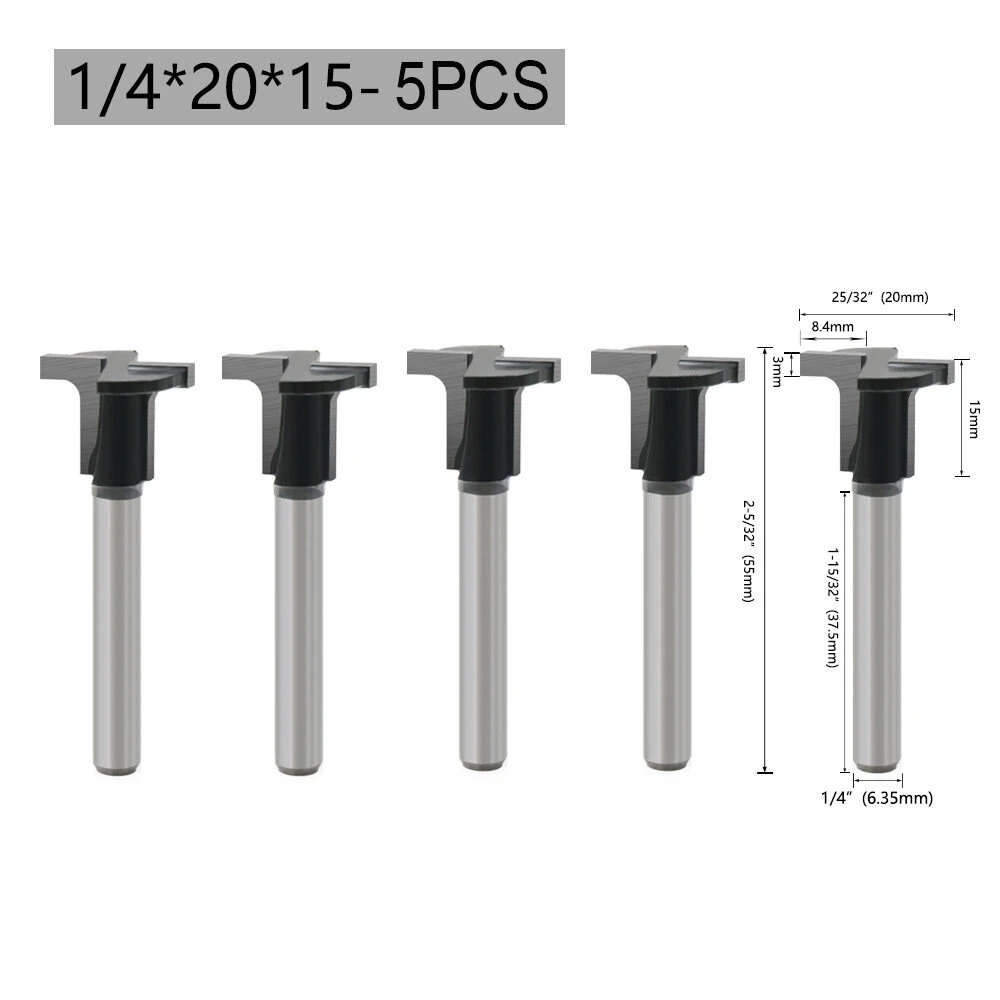 LAVIE 5PCS 1/4 Inch/6mm Shank Arc Bending Router Bits for 90° Arc Bending Woodworking Board — view 7