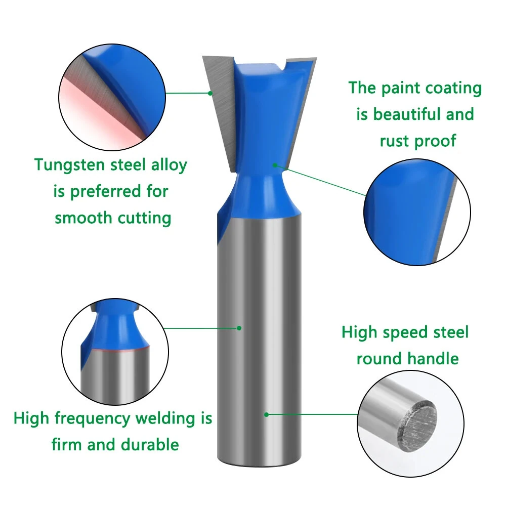 LAVIE 6pcs 12mm 1/2" 1/4" Shank Dovetail Router Bits Set 14 Degree Joint Router Bit Woodworking Engraving Bit Milling Cutter for for Making Boxes Drawers Chests — view 4