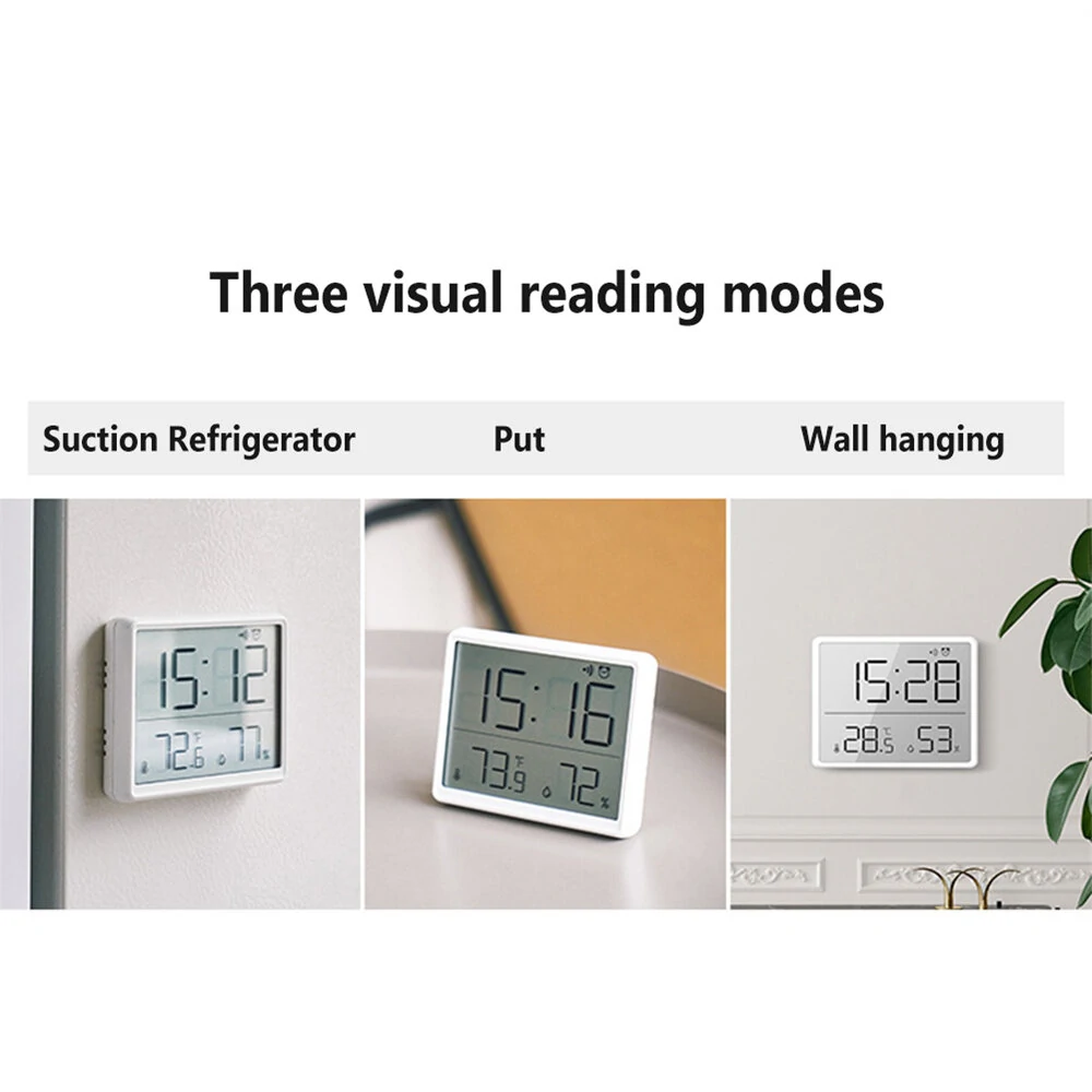 LCD Digital Alarm Clock Large Display with Temperature Humidity Monitor Multi-functional Magnetic Design Portable and Compact Ideal for Travel Desk Nightstand — view 10