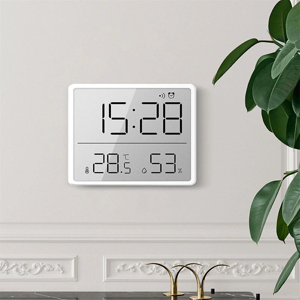LCD Digital Alarm Clock Large Display with Temperature Humidity Monitor Multi-functional Magnetic Design Portable and Compact Ideal for Travel Desk Nightstand — view 4