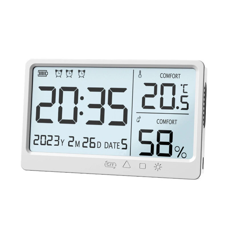 LCD Digital Temperature Humidity Meter -10~50℃ Measurement Electronic Thermometer Hygrometer LCD Display Alarm Clock — LCD