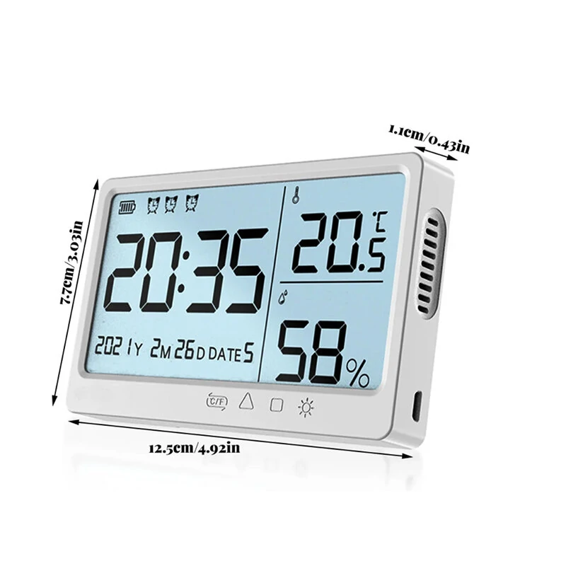 LCD Digital Temperature Humidity Meter -10~50℃ Measurement Electronic Thermometer Hygrometer LCD Display Alarm Clock — view 11