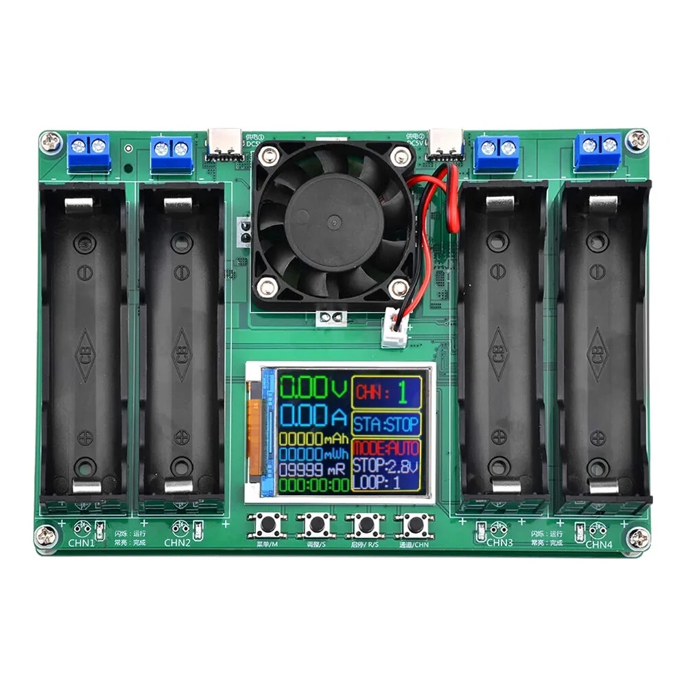 LCD Display 18650 Lithium Battery Digital Measurement Lithium Battery Power Testing Module 4 Channels Battery Capacity Tester DC 5V — LCD