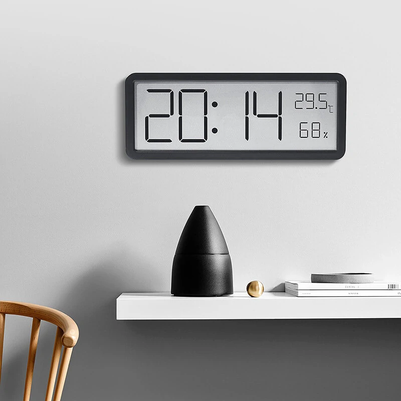 LCD Screen Digital Wall Clock Time Temperature Humidity Time Display Electronic Clock Desktop Digital Clock Battery Powered — view 3