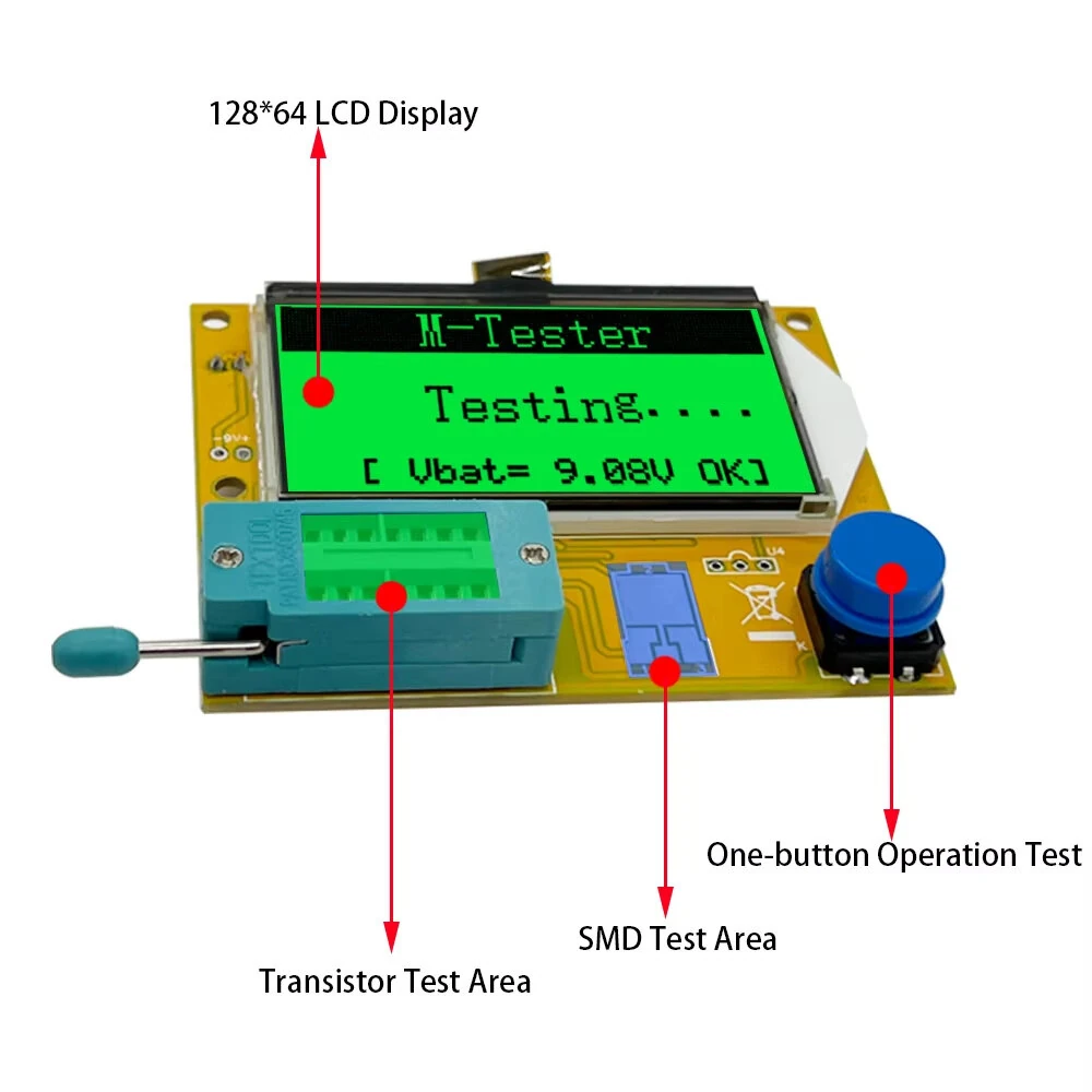 LCR-T4 Multifunctional Transistor Tester Capacitor Resistor Diode Triode Thyristor Double Diode Thyristor Tester — view 3