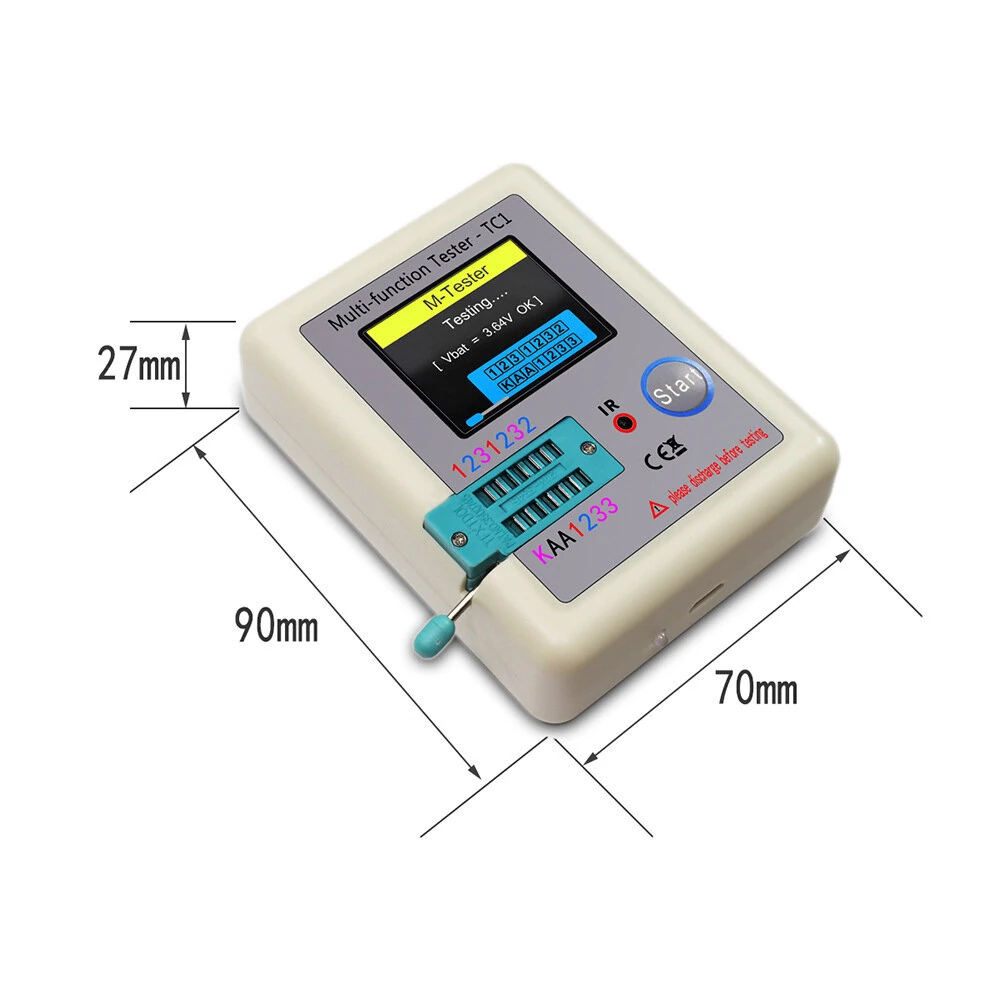 LCR-TC1 Multifunction Transistor Tester Full Color LCD Screen Automatic Component Infrared Decoder Rechargeable Portable Electronics Testing — view 6