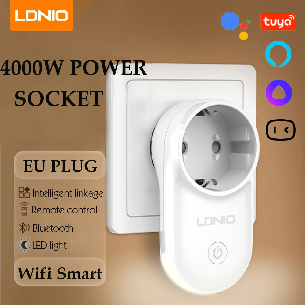 LDNIO 16A Smart WiFi EU Plug Socket Real-time Current Voltage Power Monitoring APP Timing Outlet with LED Light Voice Control with Alexa Google — view 3