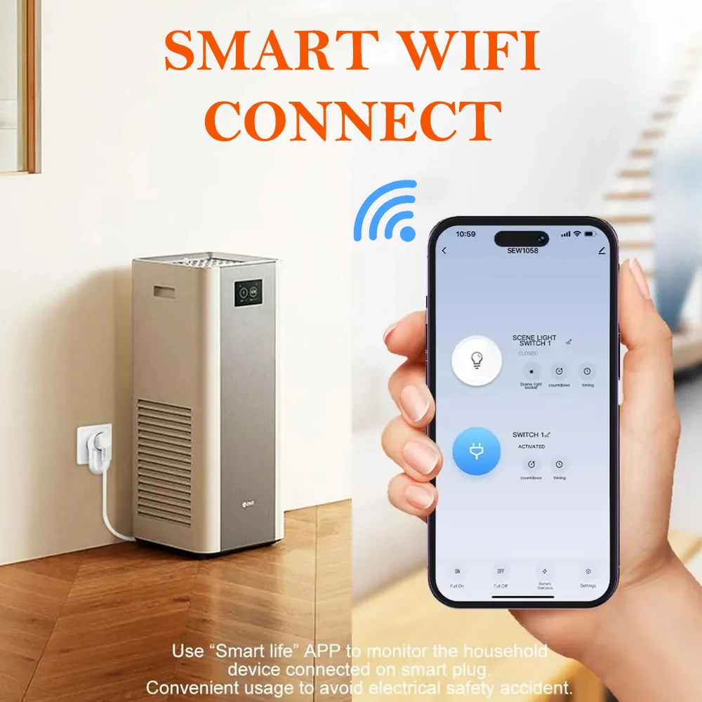 LDNIO 16A Smart WiFi EU Plug Socket Real-time Current Voltage Power Monitoring APP Timing Outlet with LED Light Voice Control with Alexa Google — view 7
