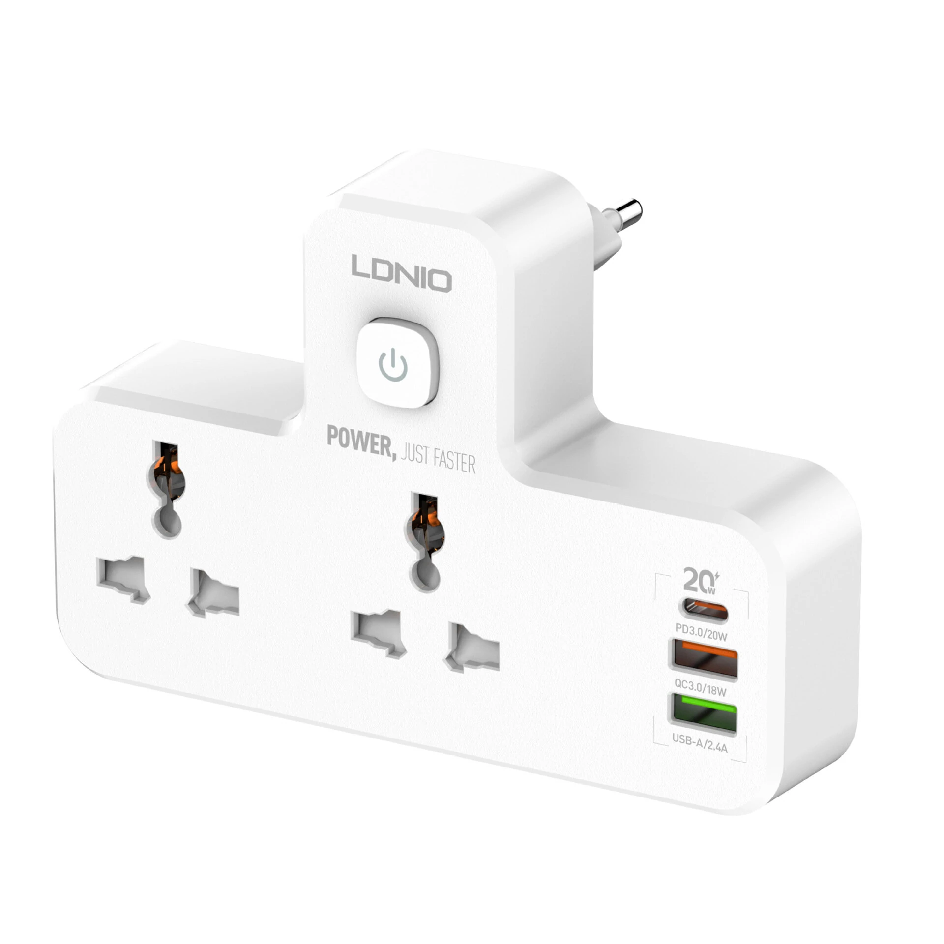 LDNIO SC2311 Power Socket Universal 2 Outlets 20W PD QC3.0 3USB Wall Charger Power Strip Adapter Multiple Plug Expander — LDNIO