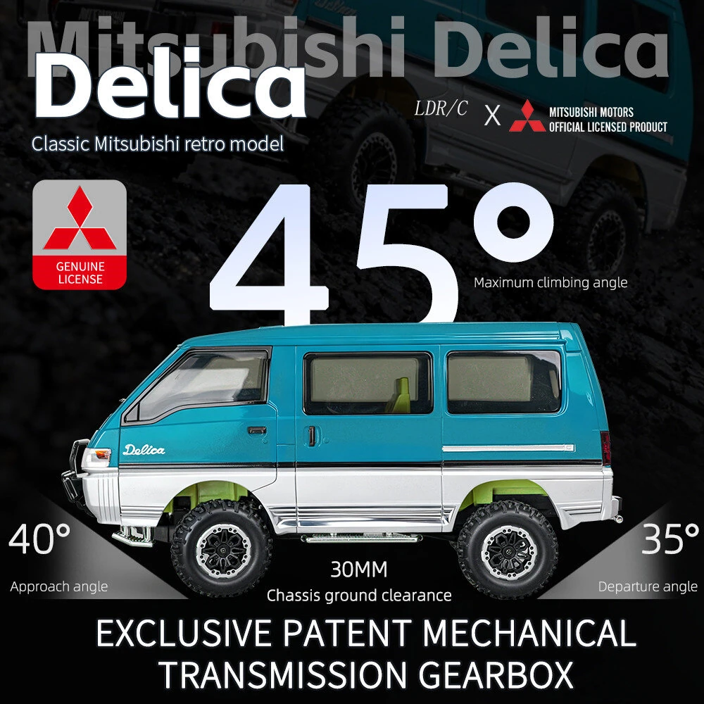 LDRC 1296 RTR 1/12 2.4G 4WD for Mitsubishi Delica L300 1986 RC Car Dual-Speed Mechanical Shifting Classis Off-Road Van Climbing Truck LED Light Full Proportional Control Metal Gears CVD Straight Axle Vehicles Models Toys — view 6