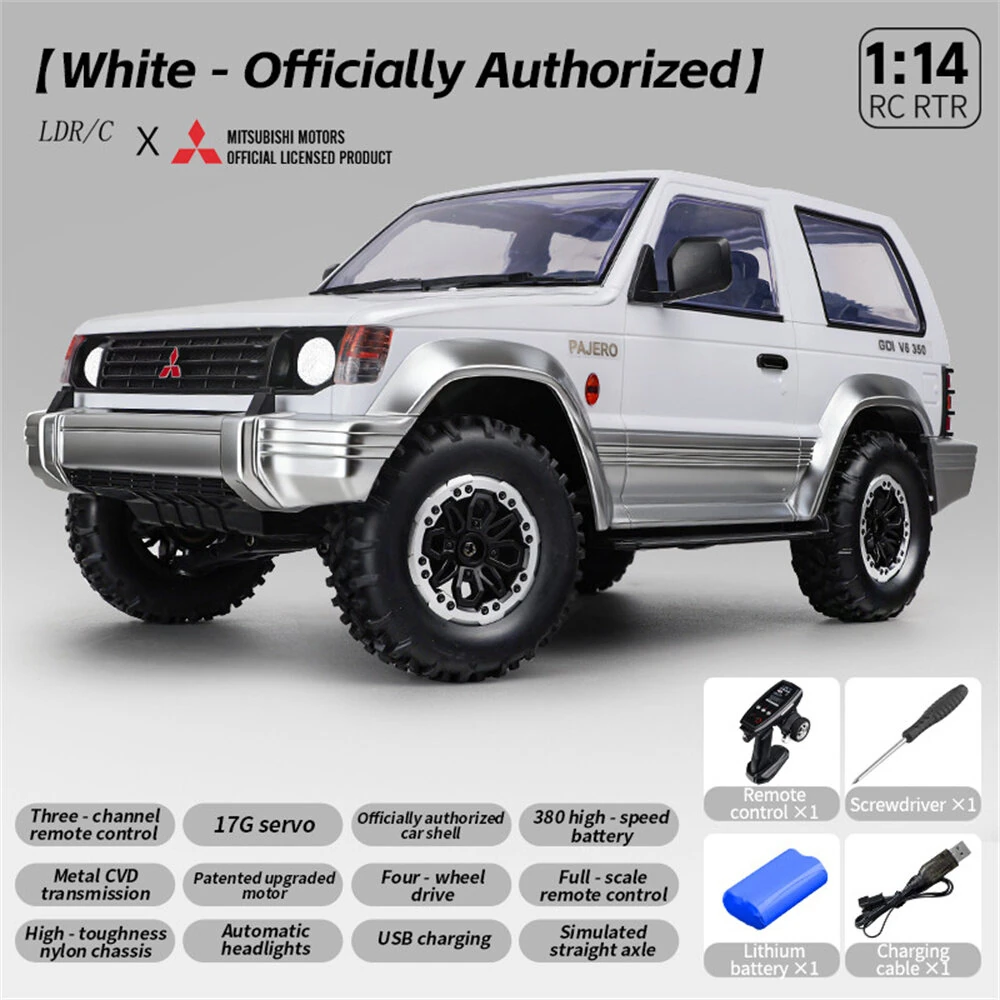 LDRC 1297S Newly Upgraded RTR 1/14 2.4G 4WD Mitsubishi Pajeyo V24WG 1992 Sport RC Car Dual-Speed Mechanical Shifting Classis Off-Road SUV Climbing Truck LED Light Full Proportional Control Metal Gears CVD Straight Axle Vehicles Models Toys — view 10