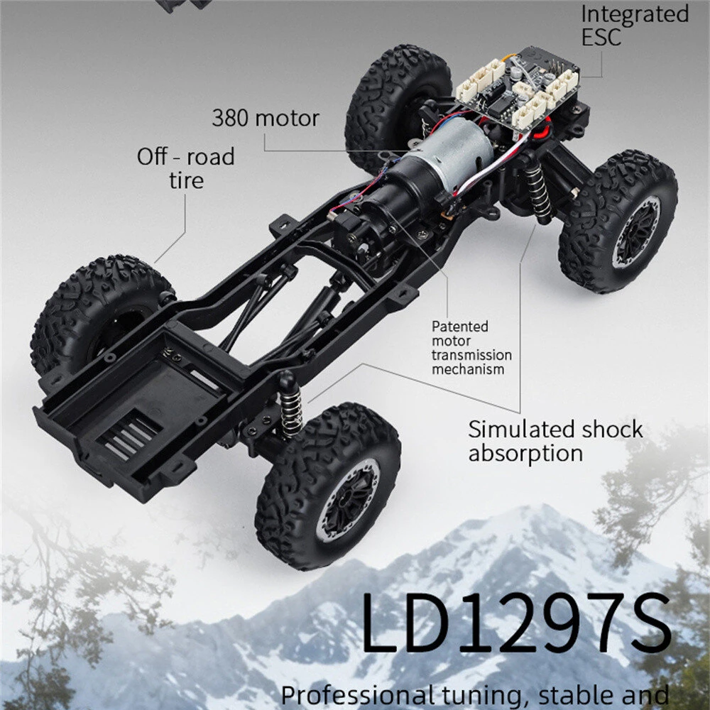 LDRC 1297S Newly Upgraded RTR 1/14 2.4G 4WD Mitsubishi Pajeyo V24WG 1992 Sport RC Car Dual-Speed Mechanical Shifting Classis Off-Road SUV Climbing Truck LED Light Full Proportional Control Metal Gears CVD Straight Axle Vehicles Models Toys — view 4