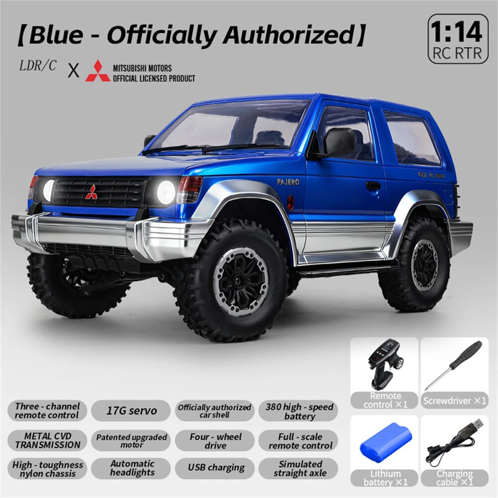 LDRC 1297S Newly Upgraded RTR 1/14 2.4G 4WD Mitsubishi Pajeyo V24WG 1992 Sport RC Car Dual-Speed Mechanical Shifting Classis Off-Road SUV Climbing Truck LED Light Full Proportional Control Metal Gears CVD Straight Axle Vehicles Models Toys — view 9