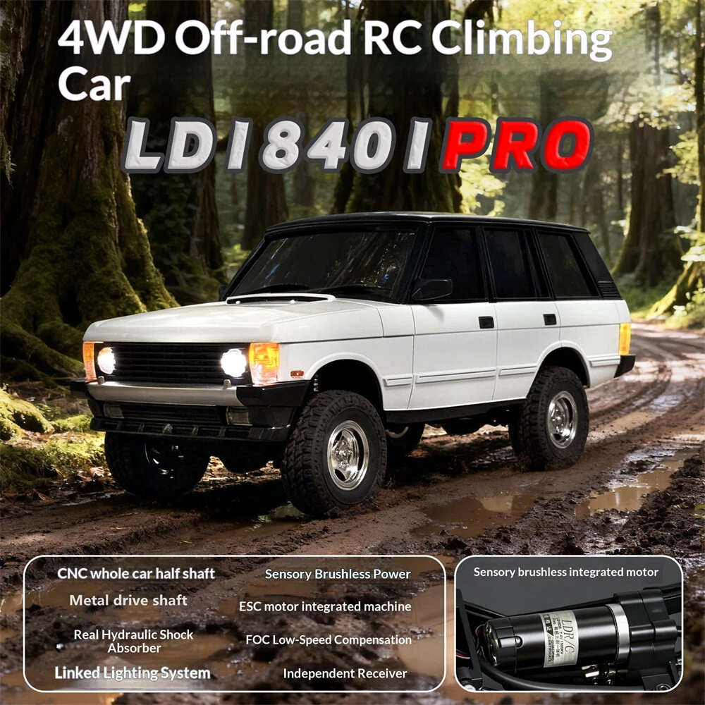 LDRC 18401 PRO RTR 1/18 2.4G 4WD FOC Sensored Brushless RC Car Rock Crawler Off-Road Climbing Truck LED Light Full Proportional Vehicles Models Metal Drive Shaft Oil Shocks Toys — view 6