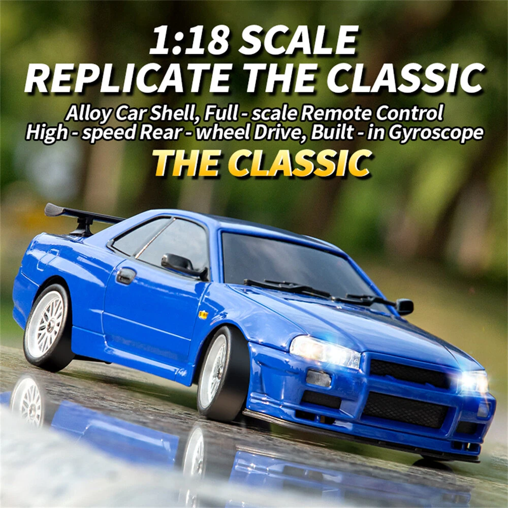 LDRC 1899/A99 RTR 1/18 2.4G RWD RC Car Drift GTR R34 Gyro LED Light On-Road Full Proportional Alloy Body Shell Racing Vehicles Models Toys — view 10