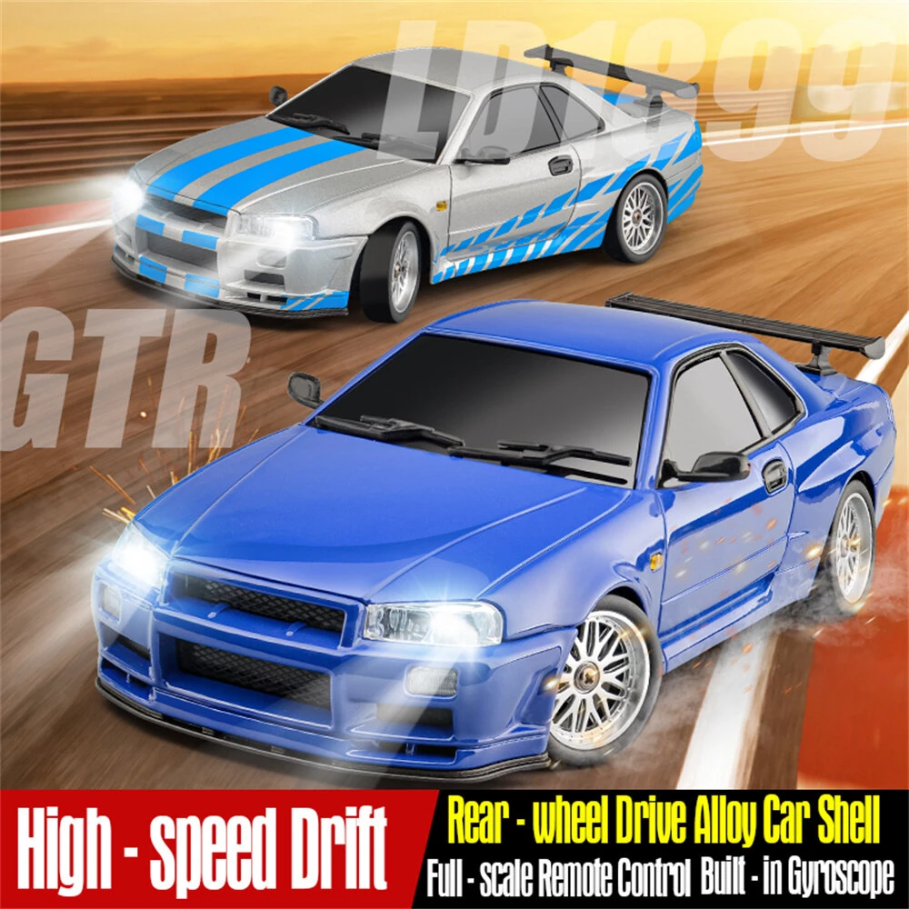 LDRC 1899/A99 RTR 1/18 2.4G RWD RC Car Drift GTR R34 Gyro LED Light On-Road Full Proportional Alloy Body Shell Racing Vehicles Models Toys — view 5