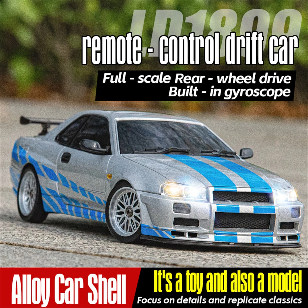 LDRC 1899/A99 RTR 1/18 2.4G RWD RC Car Drift GTR R34 Gyro LED Light On-Road Full Proportional Alloy Body Shell Racing Vehicles Models Toys — view 7