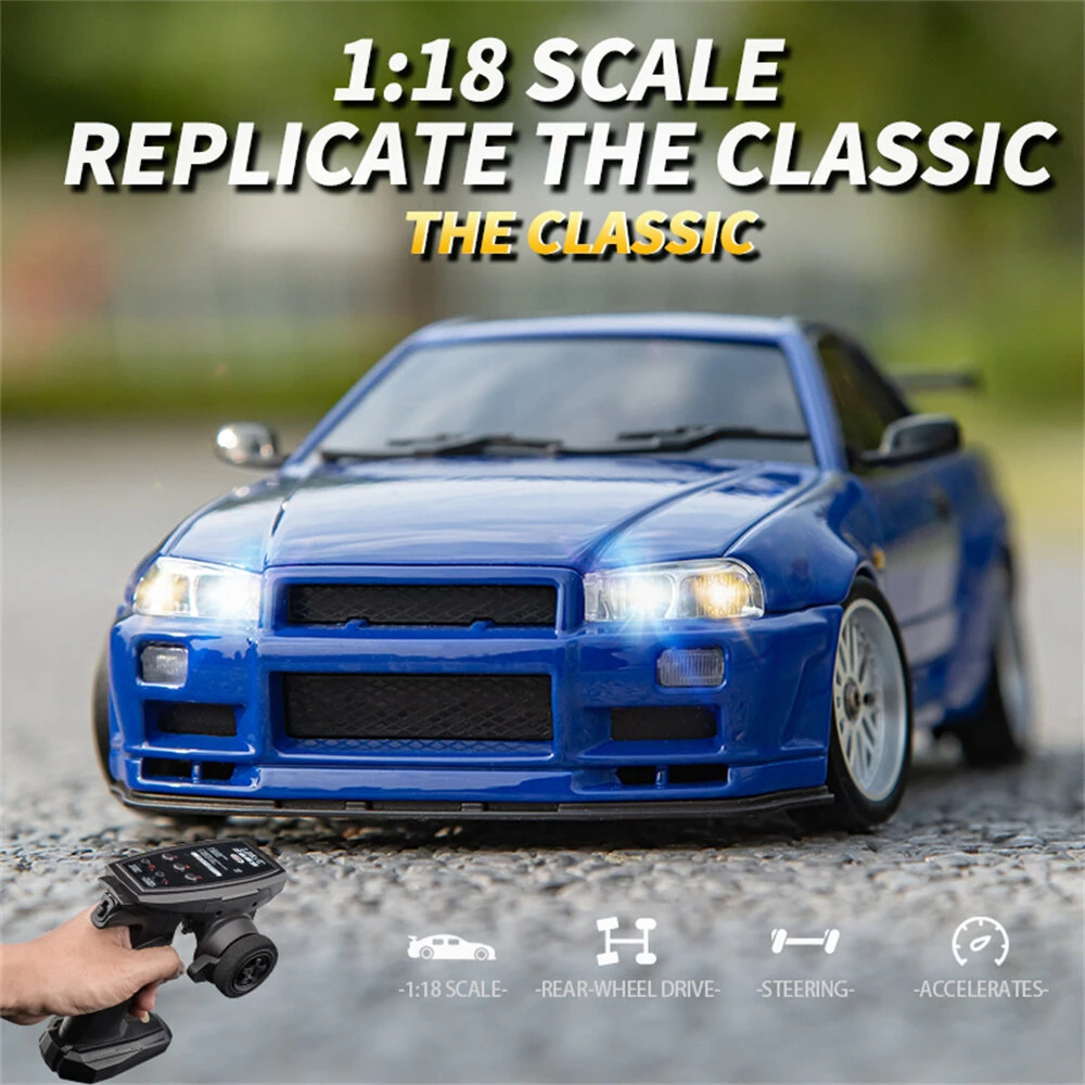 LDRC 1899/A99 RTR 1/18 2.4G RWD RC Car Drift GTR R34 Gyro LED Light On-Road Full Proportional Alloy Body Shell Racing Vehicles Models Toys — view 8
