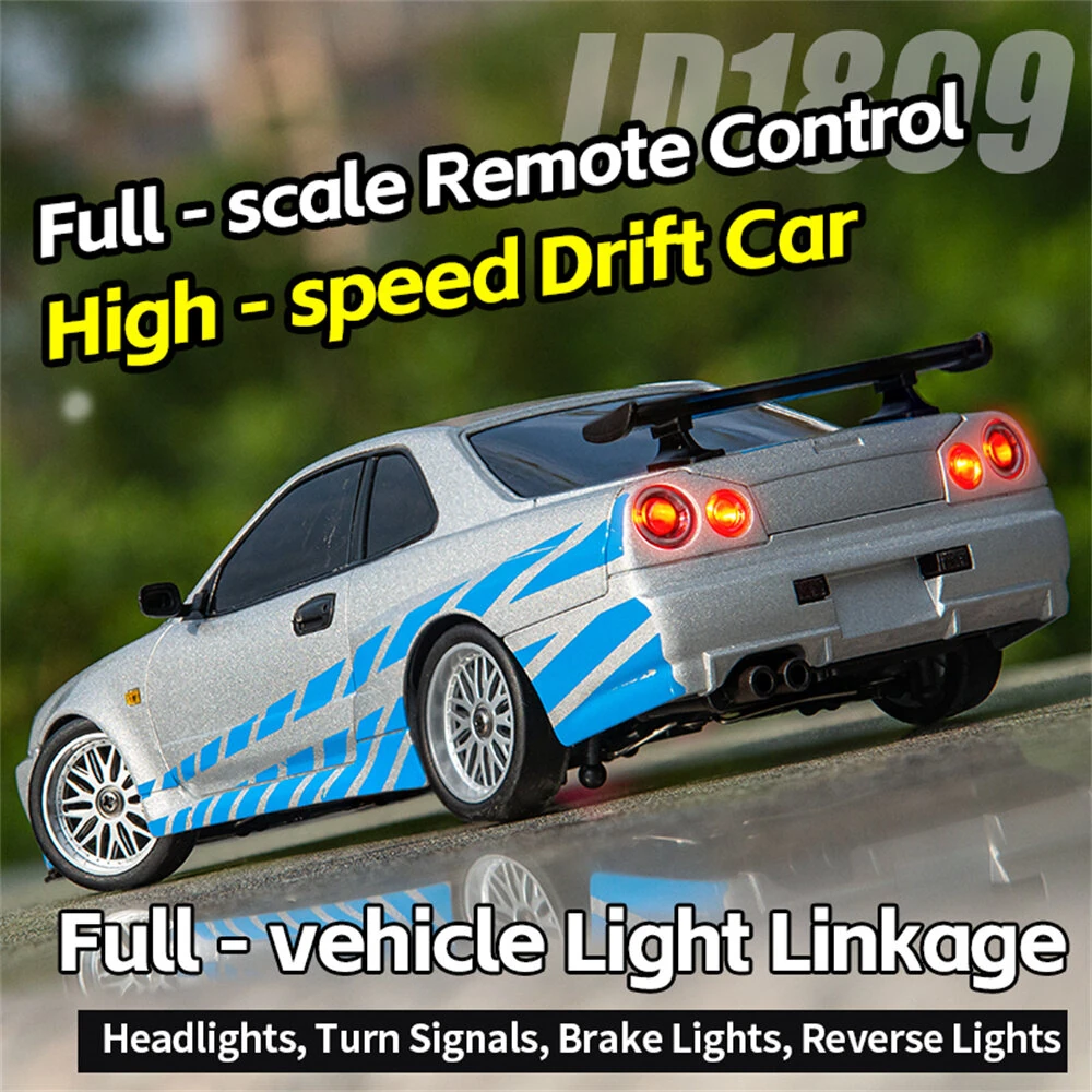 LDRC 1899/A99 RTR 1/18 2.4G RWD RC Car Drift GTR R34 Gyro LED Light On-Road Full Proportional Alloy Body Shell Racing Vehicles Models Toys — view 9