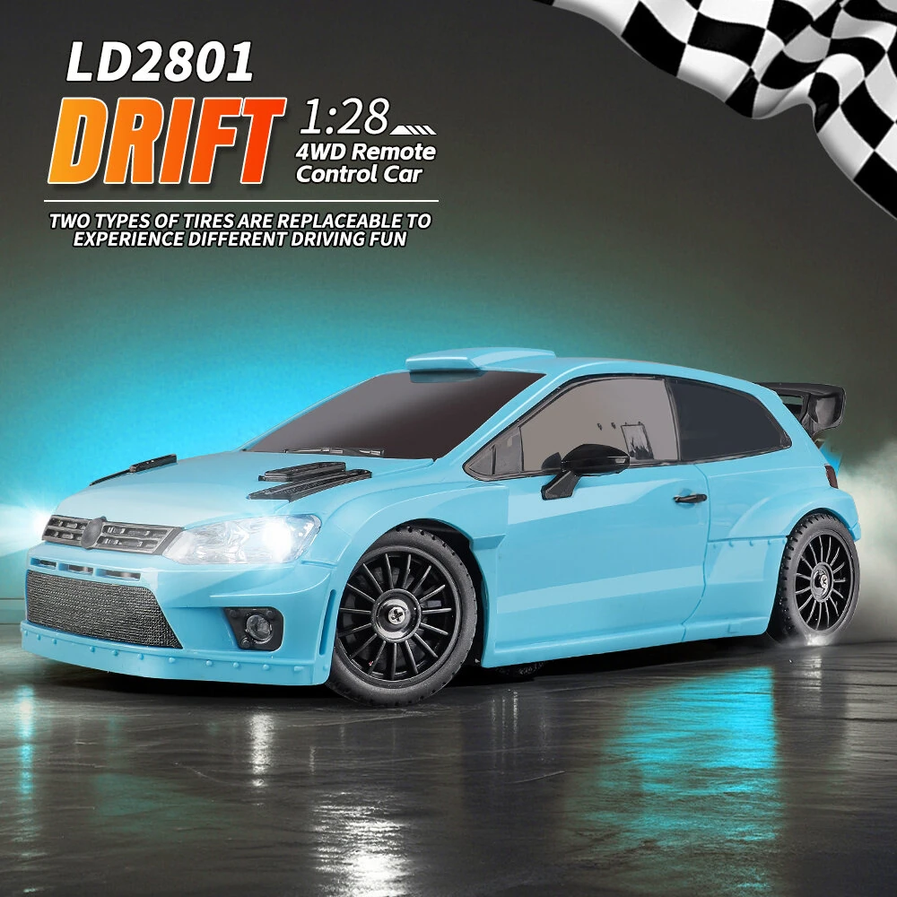 LDRC 2801 RTR 1/28 2.4G 4WD RC Car Drift for POLO R LED Light On-Road Full Proportional Racing Vehicles Models Toys — view 7