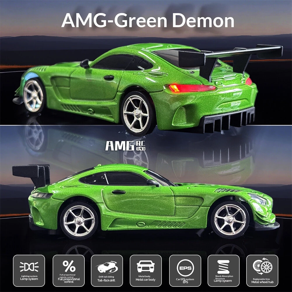 LDRC 4301 RTR 1/43 2.4G 4WD AMG GTR Drift RC Car Built In Gyro Alloy Body Shell LED Light On-Road Full Proportional Remote Control Racing Vehicles Models Toys — view 10