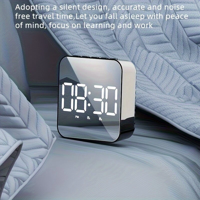 LED Clock Student Alarm Clock Plug-In Dual-Purpose Large Screen Display Digital Clock Voice-Controlled Temperature Clock — view 6