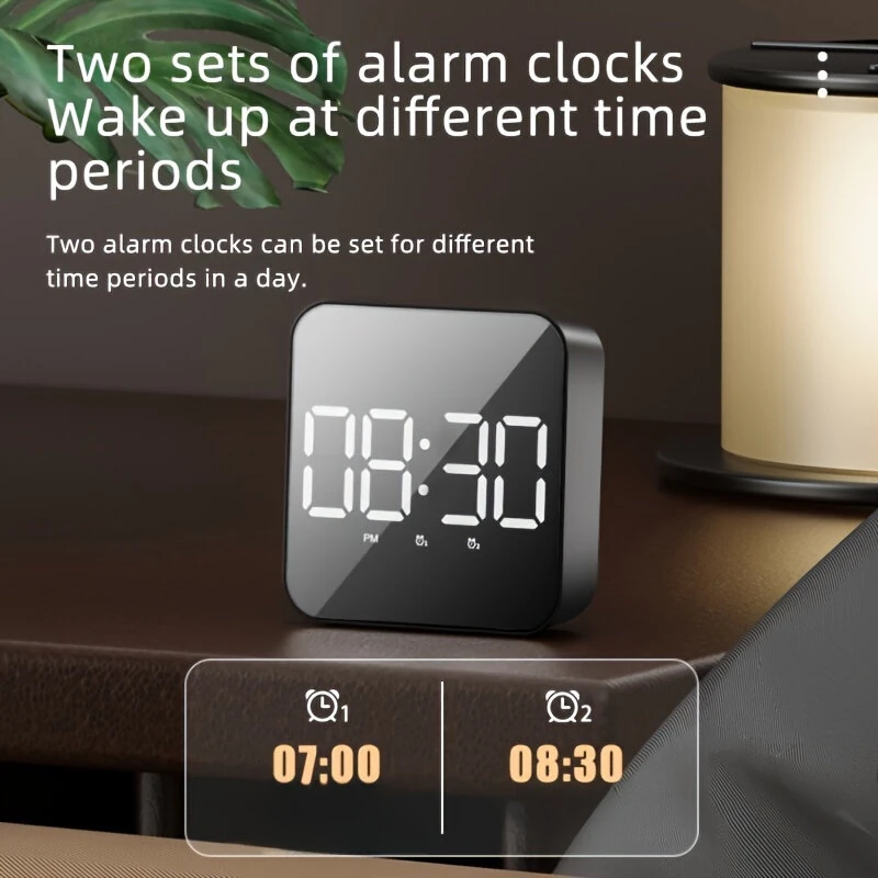 LED Clock Student Alarm Clock Plug-In Dual-Purpose Large Screen Display Digital Clock Voice-Controlled Temperature Clock — view 8