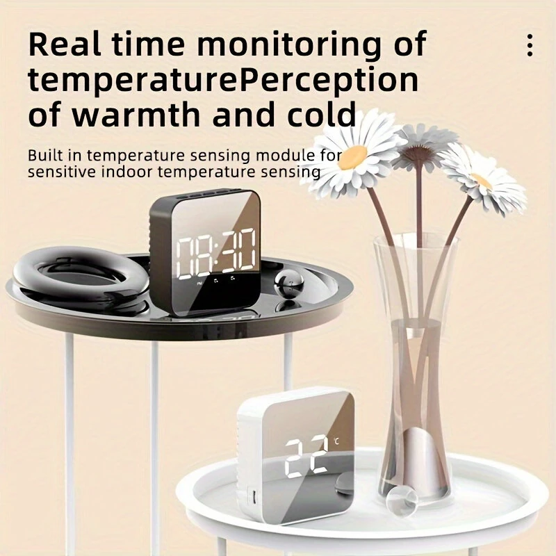 LED Clock Student Alarm Clock Plug-In Dual-Purpose Large Screen Display Digital Clock Voice-Controlled Temperature Clock — view 9