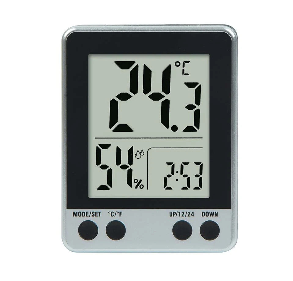 LED Digital Electronic Temperature Humidity Meter Thermometer Hygrometer Alarm Clock 12/24hrs Display — view 2