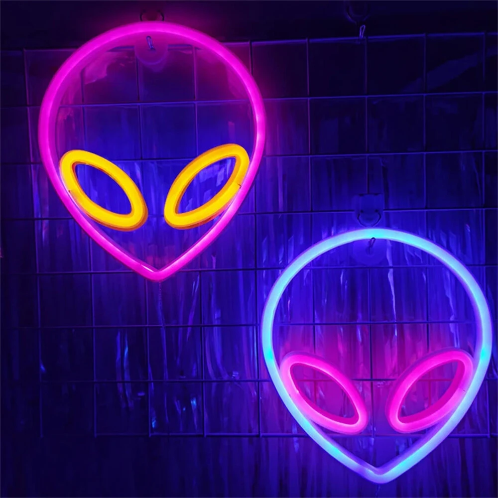 LED Halloween Neon Signs Atmosphere Lamp IP42 Waterproof 22x19.5cm Blue Pink Yellow Decor for Home Office Shop — Pricio