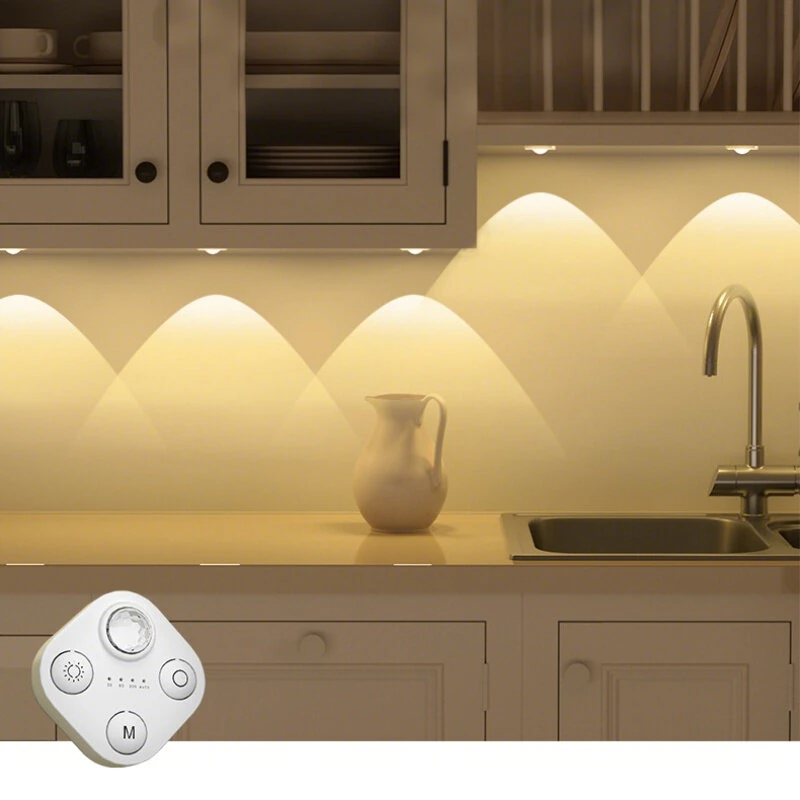 LED Human Body Induction Cabinet Light Three Adjustable Light Modes Soft White Warm Light USB Powered for Kitchen Bedroom Cabinet Lighting — view 2