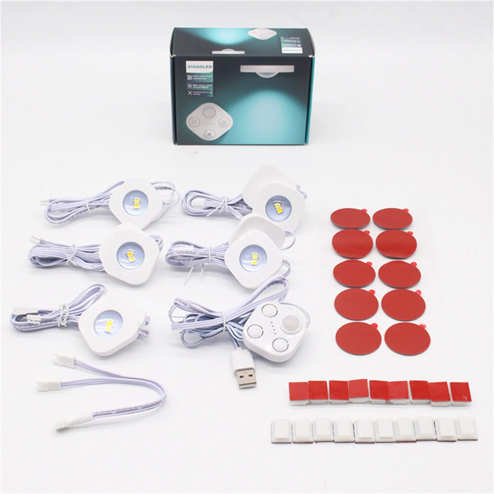 LED Human Body Induction Cabinet Light Three Adjustable Light Modes Soft White Warm Light USB Powered for Kitchen Bedroom Cabinet Lighting — view 6