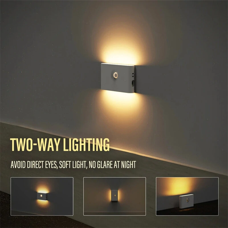 LED Induction Night Light Wireless USB Charging Human Body Induction Wall Light Bedroom Corridor Cabinet Bathroom Night Light — view 6